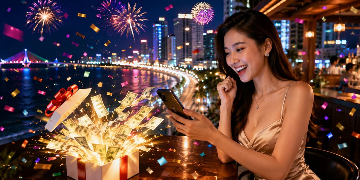 Không khí lễ hội tại Đà Nẵng, người dùng truy cập ứng dụng casino và xem ưu đãi đặc biệt