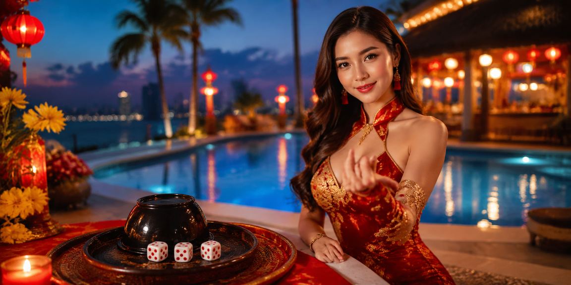 Cảnh chợ đêm Nha Trang với màn hình hiển thị trò chơi tài xỉu xúc xắc và không khí giải trí sôi động